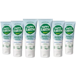 6x Happy Earth Diaper Cream 100% Natuurlijk Baby & Kids 75 ml