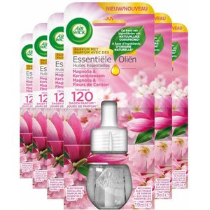 6x Air Wick Elektrische Luchtverfrisser Navulling Magnolia & Kersenbloesem 19 ml