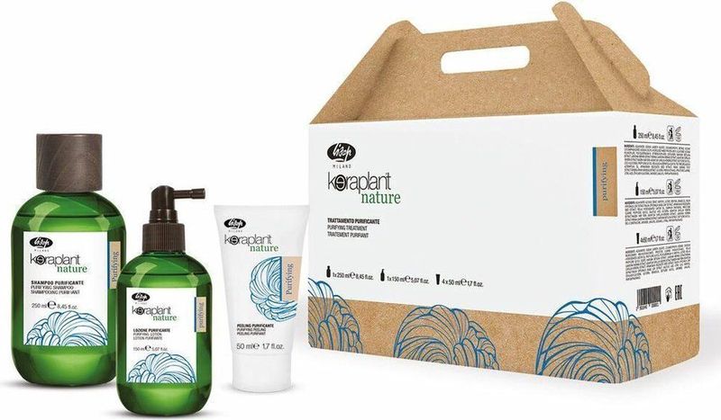 Lisap - Keraplant Nature Purifying Kit - Haarverzorging - 250ml Shampoo, 150ml Lotion, 50ml Peeling