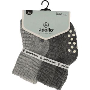Apollo - Baby - Home - Thuis - Antislip - Sokken - 2-pack - Grijs - Maat 92/98