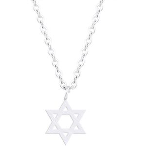 Ketting met hanger Davidster zilverkleur.
