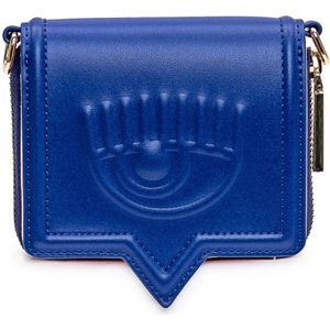 Chiara Ferragni Collection, Blauwe portemonnee met afneembare ketting Blauw, Dames, Maat:ONE Size