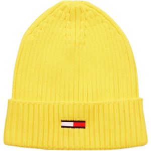 Tommy Jeans, Accessoires, Heren, Geel, ONE Size, Katoen, Muts- tjm vlag rib beanie