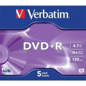 Verbatim 43497 DVD+R Matt Silver Schijven - 5 Stuks / Jewelcase