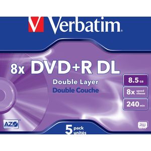 Verbatim 43541 DVD+R Double Layer Matt Silver - 5 Stuks / Jewelcase