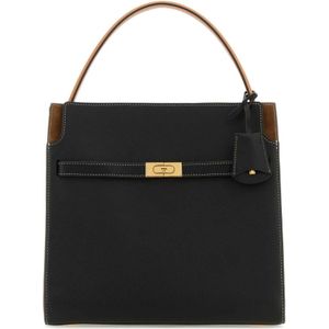 Tory Burch, Dubbele Lee Radziwill Leren Handtas Zwart, Dames, Maat:ONE Size