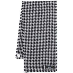 Acne Studios, Accessoires, Dames, Wit, ONE Size, Wol, Wollen Houndstooth Sjaal