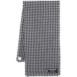 Acne Studios, Wollen Houndstooth Sjaal Wit, Dames, Maat:ONE Size