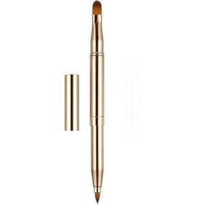 Uitschuifbaar, Intrekbaar Lippenseel en Penseel met dop / Automatic Retractable Lip Brush - Goud Glans - 1 stuks