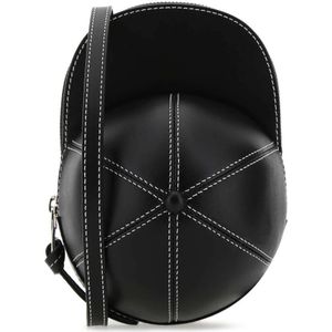 JW Anderson, Zwarte Leren Cap Crossbody Tas Zwart, Heren, Maat:ONE Size