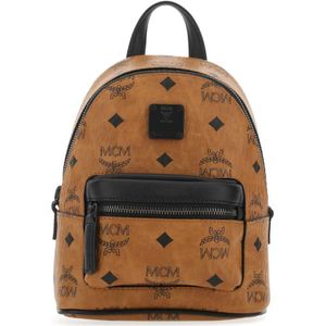 Mcm, Bedrukte leren handtas Bruin, Dames, Maat:ONE Size