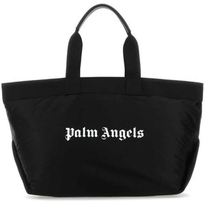 Palm Angels, Tassen, Heren, Zwart, ONE Size, Zwarte stoffen boodschappentas - Essentieel voor de moderne man