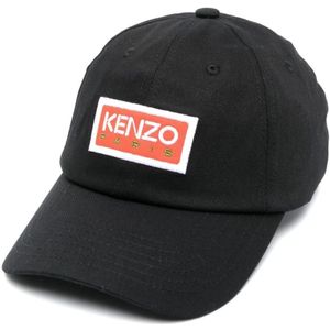 Kenzo, Zwarte Baseball Cap met Kenzo Paris Borduursel Zwart, Heren, Maat:ONE Size