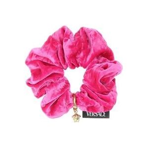 Versace, Accessoires, Dames, Roze, ONE Size, Chenille Scrunchie in Fuchsia Kleur