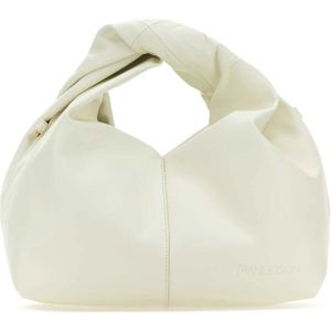 JW Anderson, Elfenbeinleren Mini Twister Hobo Handtas Wit, Dames, Maat:ONE Size