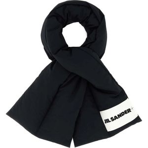 Jil Sander, Zwarte polyester sjaal Zwart, Dames, Maat:ONE Size