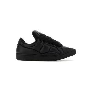 Lanvin XL Zwarte Leren Curb Sneakers , Black , Heren , Maat: 40 EU