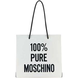 Moschino, Witte Leren Winkel Tas Wit, Dames, Maat:ONE Size