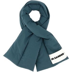 Jil Sander, Air Force Blauwe Polyester Sjaal Blauw, Heren, Maat:ONE Size