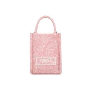 Versace Mini Athena Geborduurde Handtas , Pink , Dames , Maat: ONE Size
