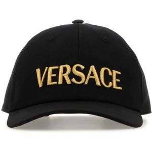 Versace, Accessoires, Heren, Zwart, 57 CM, Katoen, Zwarte katoenen baseballpet