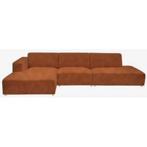 Earl Velvet 4-zits Bank Chaise Longue Links Otto Longue Rechts Roest