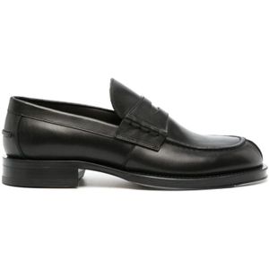 Lanvin Zwarte Penny-Slot Leren Loafers , Black , Heren , Maat: 41 EU