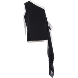 Givenchy, Zwarte One-Shoulder Top met Laser Gesneden Bandana Detail Zwart, Dames, Maat:S