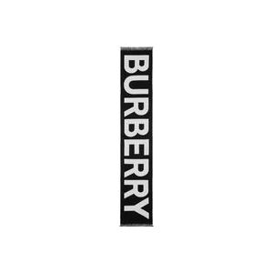 Burberry Zwart Logo Jacquard Wollen Sjaal , Black , Heren , Maat: ONE Size