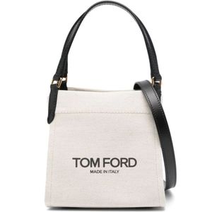 Tom Ford, Tassen, Dames, Grijs, ONE Size, Katoen, Tote Bags