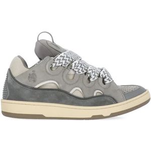 Lanvin, Grijze Suède Leren Sneakers met Technische Stofinzetten Grijs, Heren, Maat:41 EU