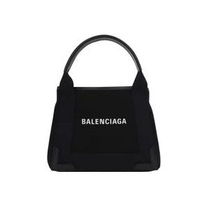 Balenciaga, Tassen, Dames, Zwart, ONE Size, Zwarte canvas tas met leren afwerking