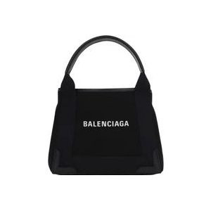 Balenciaga Zwarte canvas tas met leren afwerking , Black , Dames , Maat: ONE Size