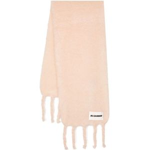 Jil Sander, Roze Mohair Blend Franje Sjaal Roze, Dames, Maat:ONE Size