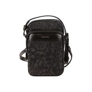 Versace Stoffen Jacquard Crossbody Tassen , Black , Heren , Maat: ONE Size