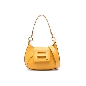 Hogan Amber Gele Leren Opvouwbare Tas , Yellow , Dames , Maat: ONE Size