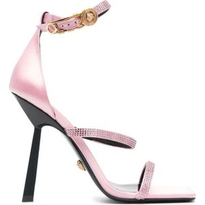 Versace, Schoenen, Dames, Roze, 38 1/2 EU, Sandalen met hoge hakken