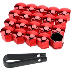 Wieldop beschermers - bechermkapjes - 20 stuks - rood - 19 mm - anti-diefstal - wieldoppen - moerdoppen - hoezen - naafschroef beschermer