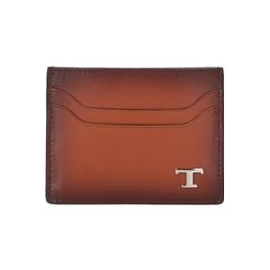 Tod's Leren Portemonnee met Metalen T Logo , Brown , Heren , Maat: ONE Size