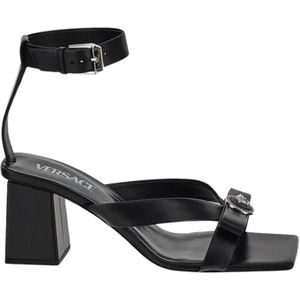 Versace Leren sandalen voor dames , Black , Dames , Maat: 38 EU
