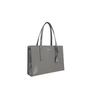 Prada, Grijze geborstelde leren handtas met contrasterende afwerking en zilverkleurige hardware Grijs, Dames, Maat:ONE Size