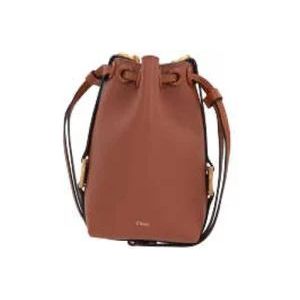 Chloé Bruine Gehamerde Leren Bucket Tas met Gouden Hardware , Brown , Dames , Maat: ONE Size