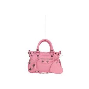 Balenciaga Studded Leren Tote Tas in Felroze , Pink , Dames , Maat: ONE Size