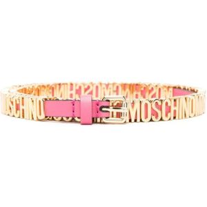 Moschino, Roze Roze/Goud-Tone Leren Riem Paars, Dames, Maat:M