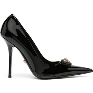 Versace, Zwarte lakleren pumps met Medusa-motief Zwart, Dames, Maat:37 1/2 EU