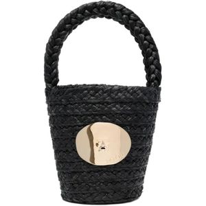 Patou, Zwarte Bucket Tas met Gouden Details Zwart, Dames, Maat:ONE Size