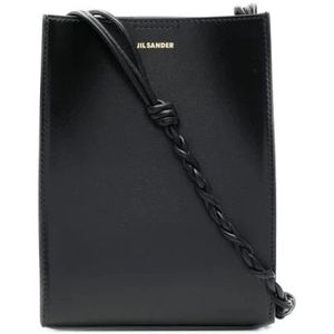 Jil Sander, Tassen, Dames, Zwart, ONE Size, Leer, Kleine Tangle Zwarte Leren Crossbody Tas