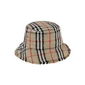 Burberry Stijlvolle Tweed Bucket Hat , Beige , Heren , Maat: M