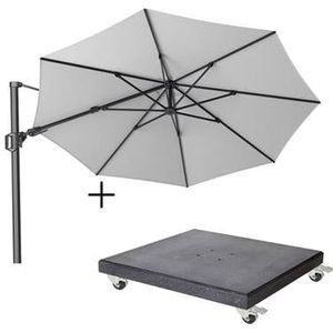 Platinum Challenger T² zweefparasol Ø350cm rond wit  Premium Modena parasolvoet 90kg