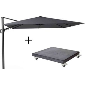 Platinum Challenger T² zweefparasol 300x300cm zwart  Premium Modena parasolvoet 90kg